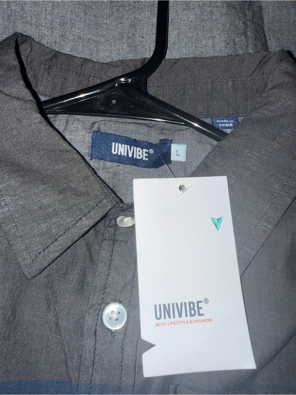 Univibe Gray, Blue, and Purple Boys' Button-Down Shirt - Picture 2 of 3